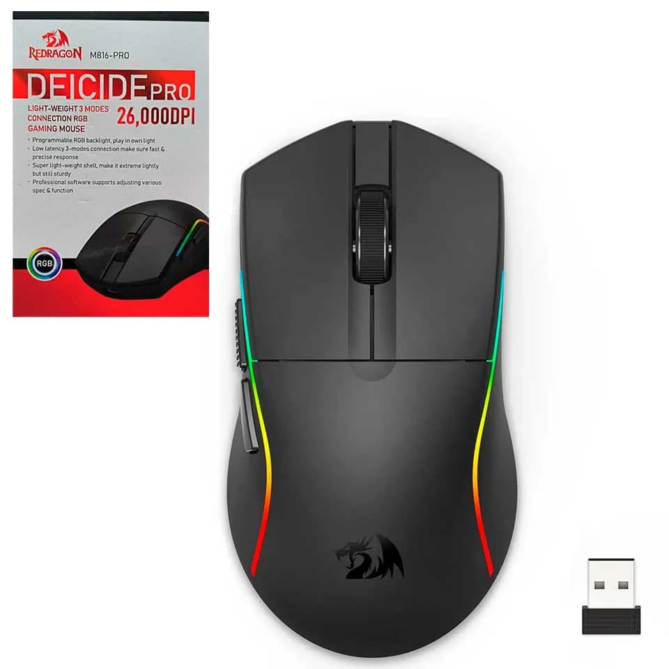 MOUSE REDRAGON M816 DEICIDE PRO BLACK WIRE + WIRELESS + BLUETOOTH 2