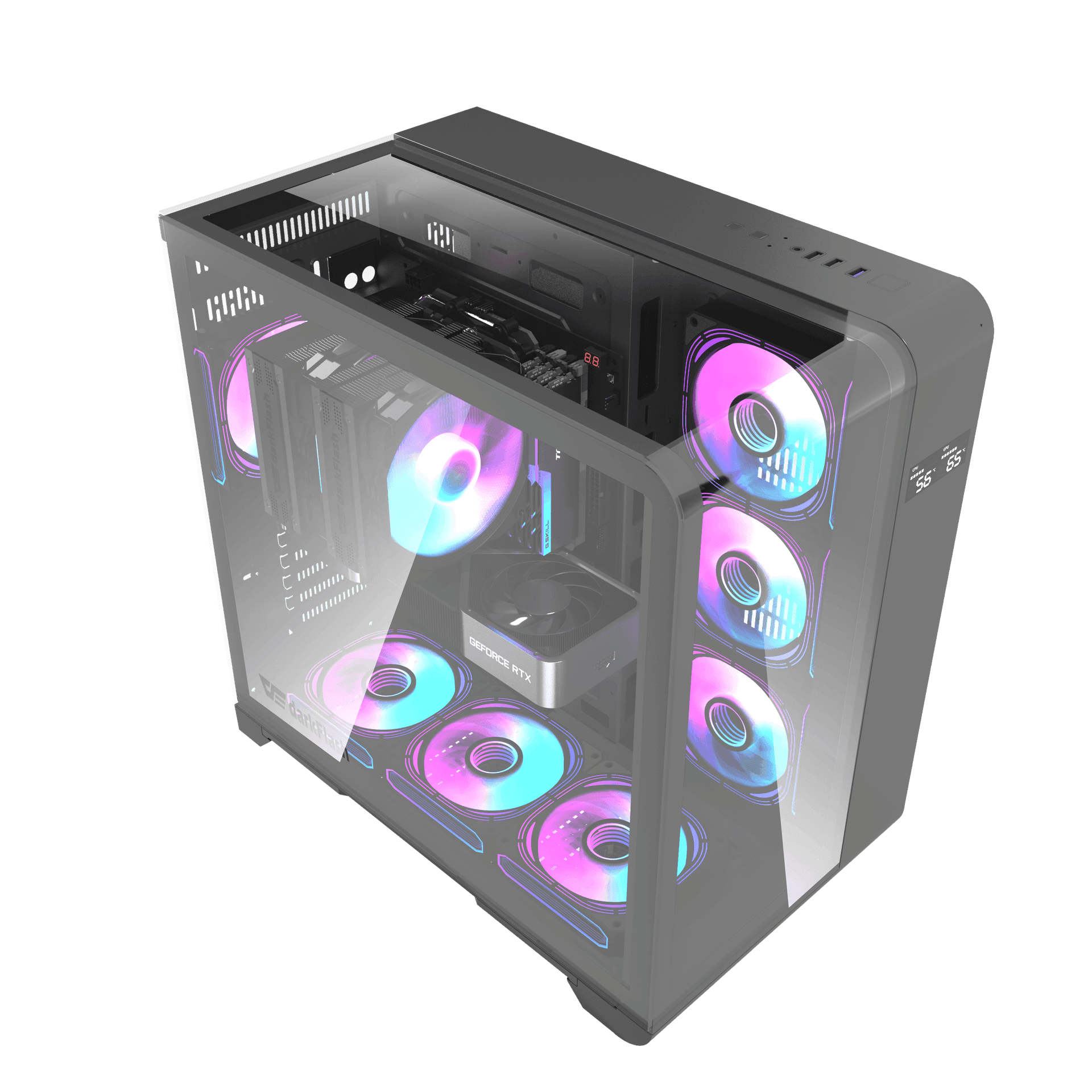 CASE AIGO DARKFLASH L280 BLACK WITH 4 FANS BLACK 2