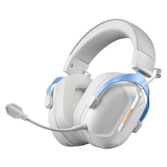 HEADSET MCHOSE S9 PRO WHITE EDITION TRI-MODE ( WIRED + WIRELESS + BLUETOOTH ) 7.1 SURROUND DETACHABLE AI NOISE CANCELING MICROPHONE