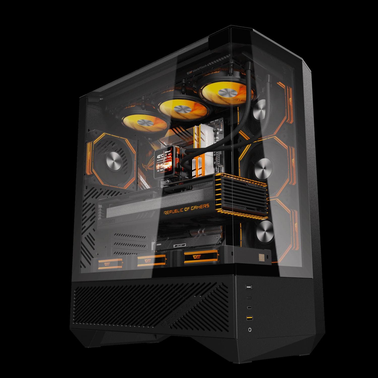 CASE AIGO DARK FLASH DY460 BLACK WITH 4 FANS ARGB