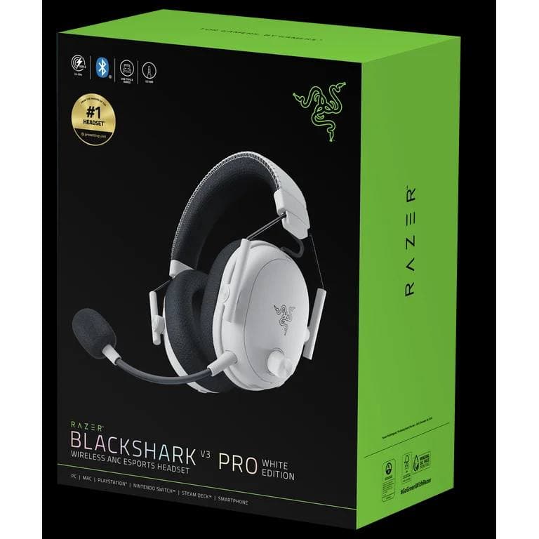 HEADSET RAZER BLACKSHARK V3 PRO WHITE WIRE + WIRELESS + BLUETOOTH 2