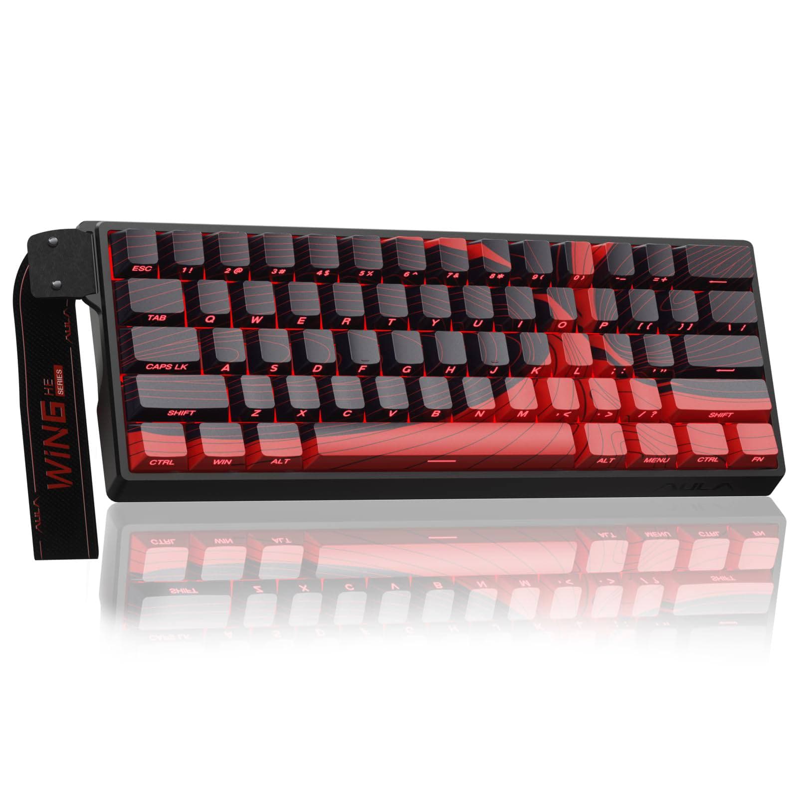 KEYBOARD AULA WIN60 HE MAX ( BLACK + RED ) WIRED MAGNETIC 60% 8K POLLING RATE RAPID TRIGGER HOT  SWAPPABLE HALL EFFECT SWITCHES 2