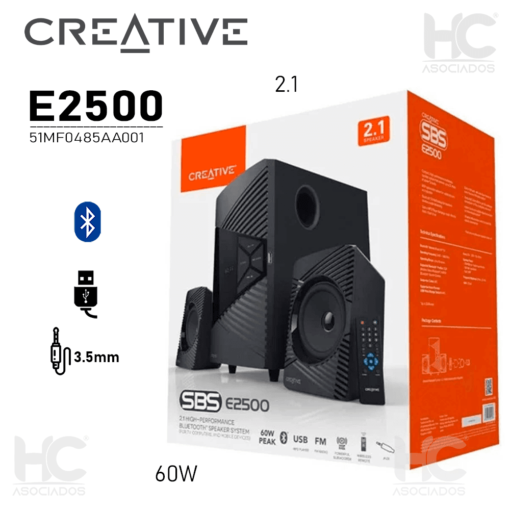 SPEAKER CREATIVE E2500 2.1 AUX + BLUETOOTH 3