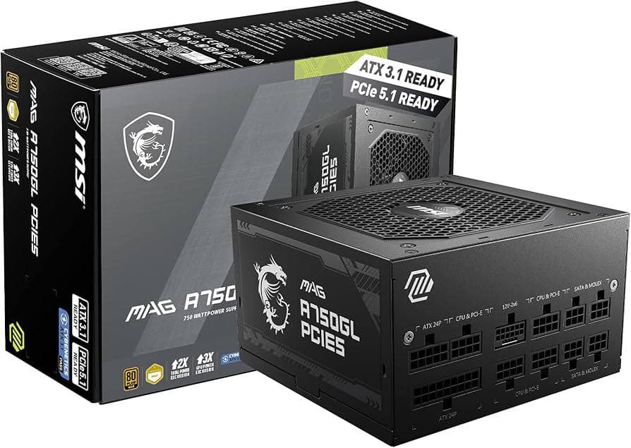 PSU MSI A750GL 750W GOLD PCIE5 BLACK FULL MODULAR