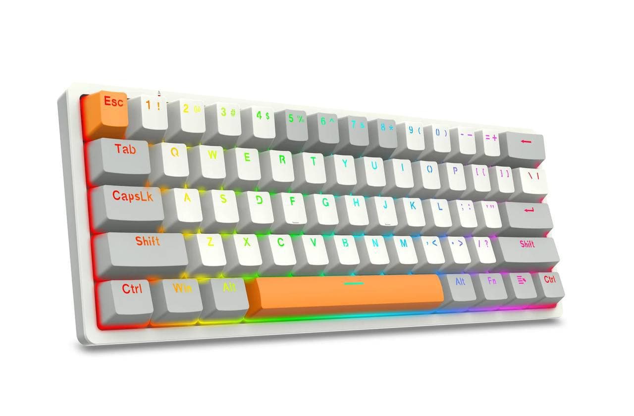 KEYBOARD REDRAGON MECHANICAL AKALI K642 WHITE RGB WIRED RED SWITCH 60% 2