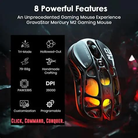 MOUSE GRAVASTAR M2 BLACK CN WIRE + WIRELESS + BLUETOOTH 2