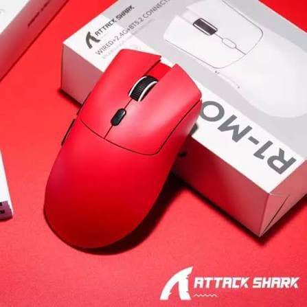 MOUSE ATTACK SHARK R1 TRI-MODE RED ( WIRE , WIRELESS , BLUETOOTH )