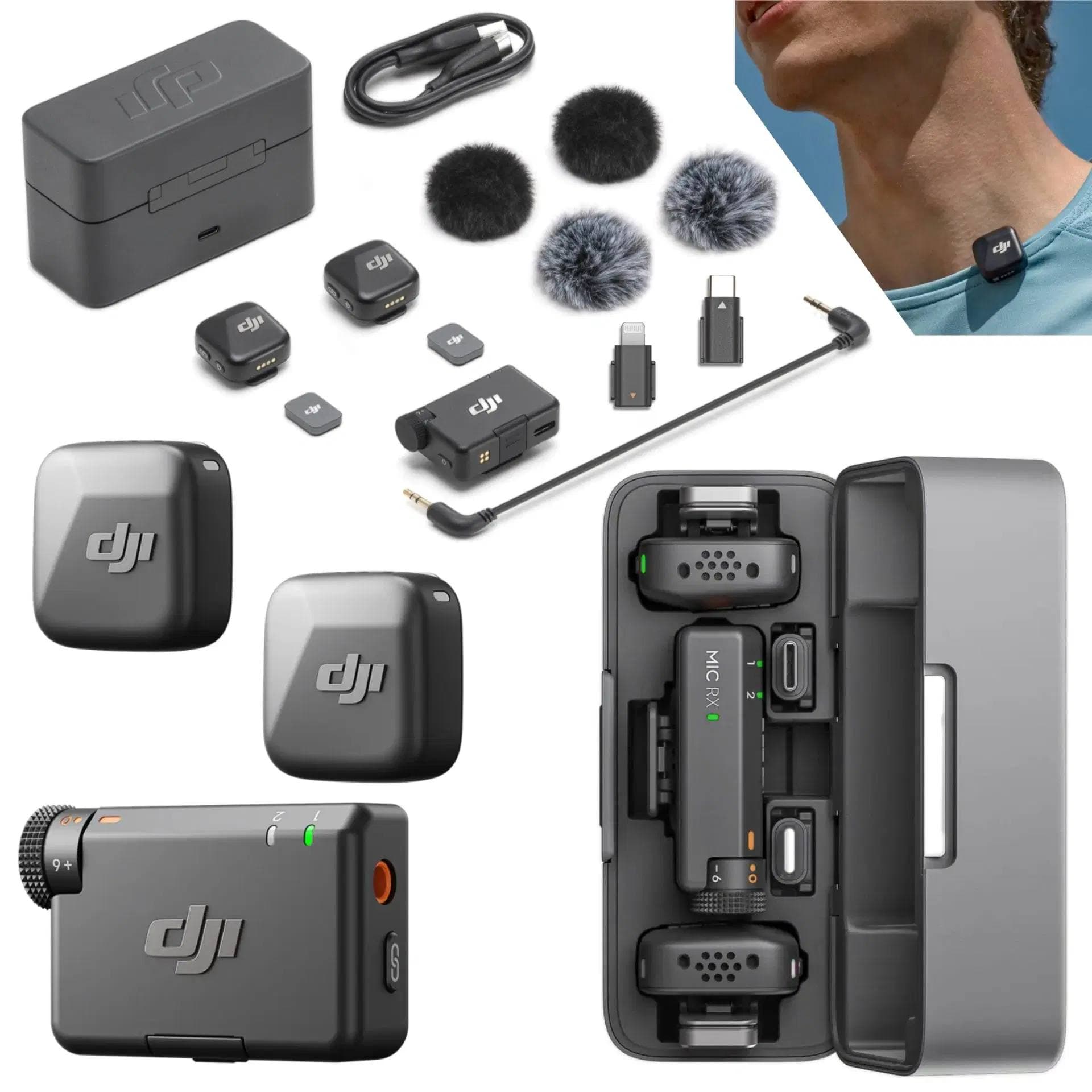 MIC DJI MINI WIRELESS ( 2 TRANSMITTERS + 1 RECEIVER ) WITH CHARGING CASE 3