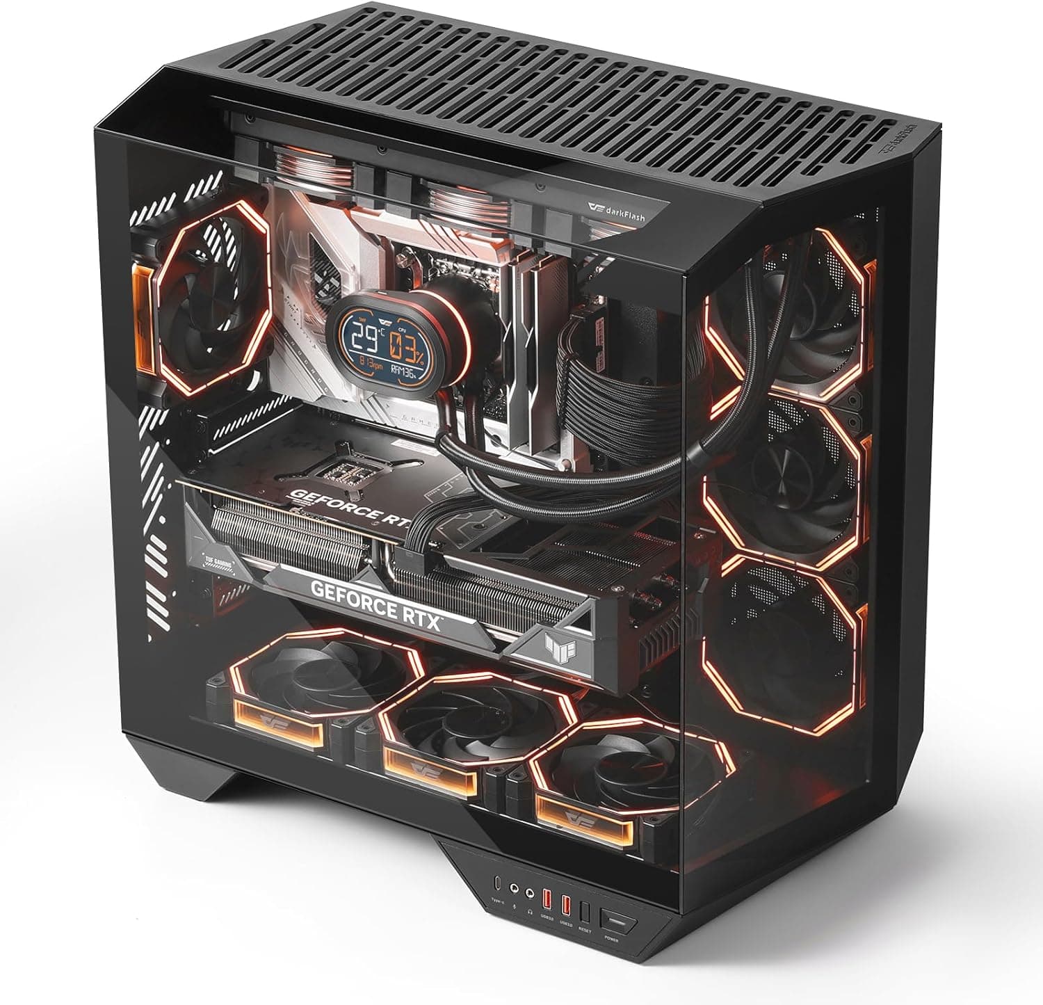 CASE AIGO DARKFLASH DY470 BLACK WITH 4 FANS