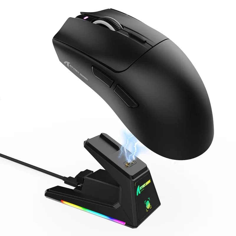 MOUSE ATTACK SHARK X1 BLACK EDITION TRI-MODE ( WIRE + WIRELESS + BLUETOOTH )