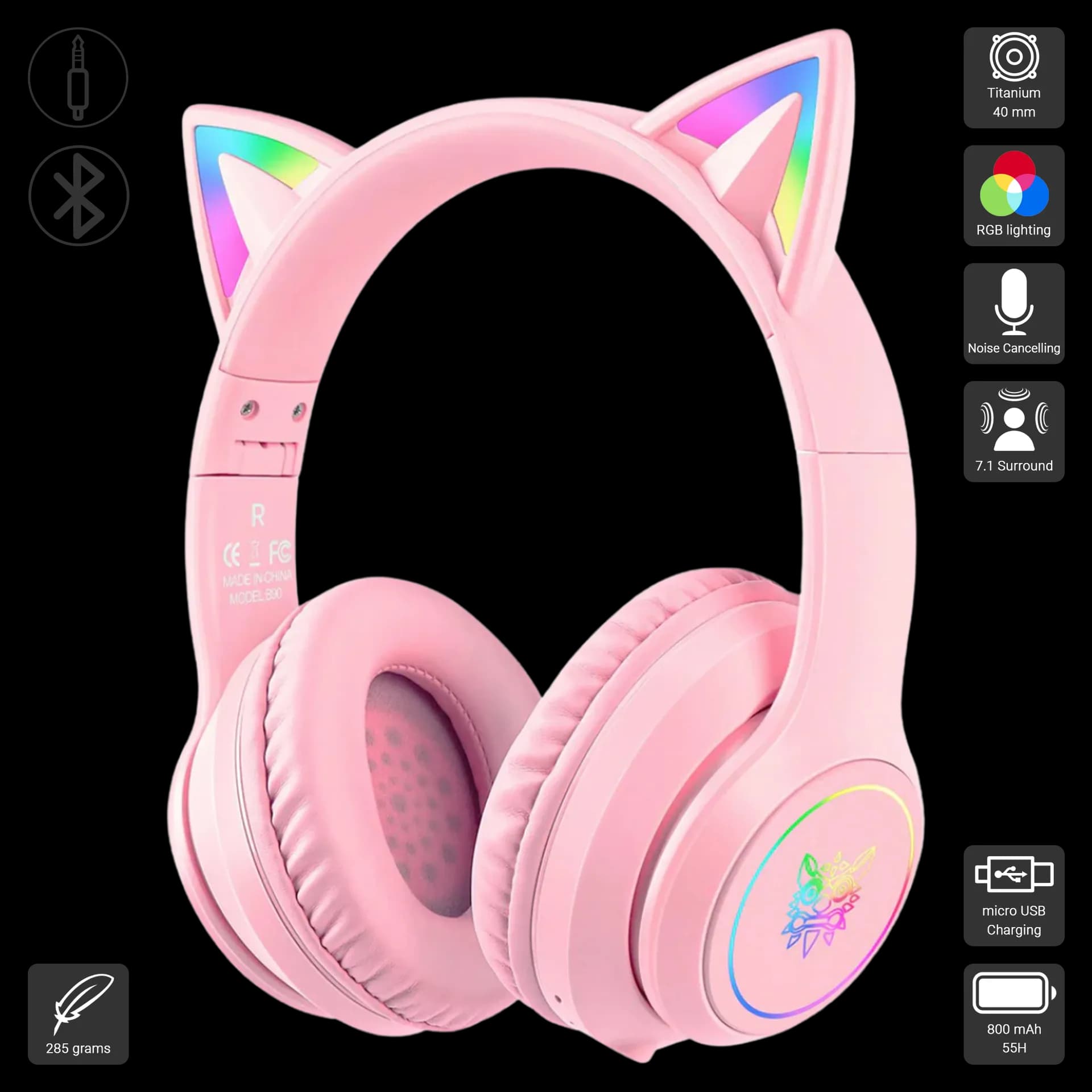 HEADSET ONIKUMA B90 BLUETOOTH PINK EDITION