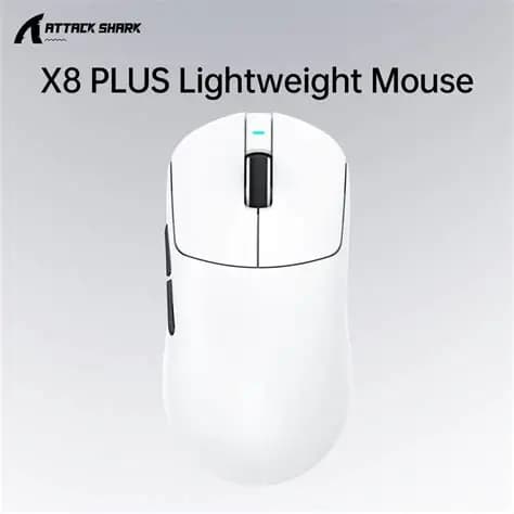 MOUSE ATTACK SHARK X8 PLUS WHITE WIRE + WIRELESS + BLUETOOTH 3
