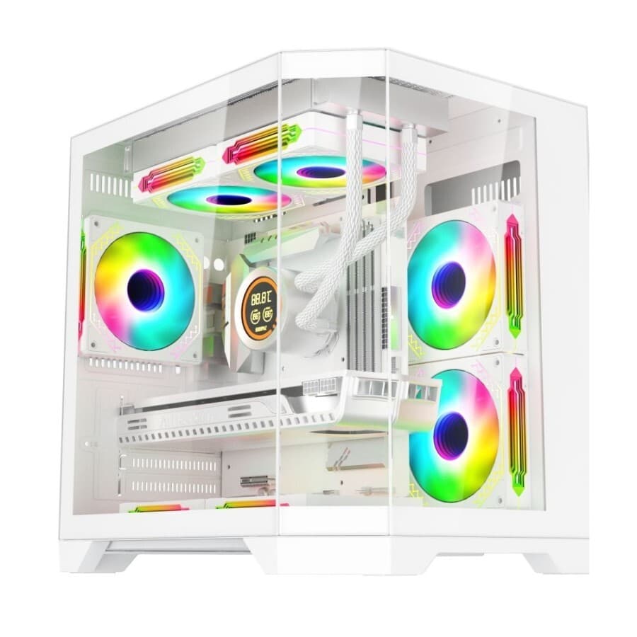 CASE AIGO DARKFLASH FT350 WHITE WITH 3 FANS