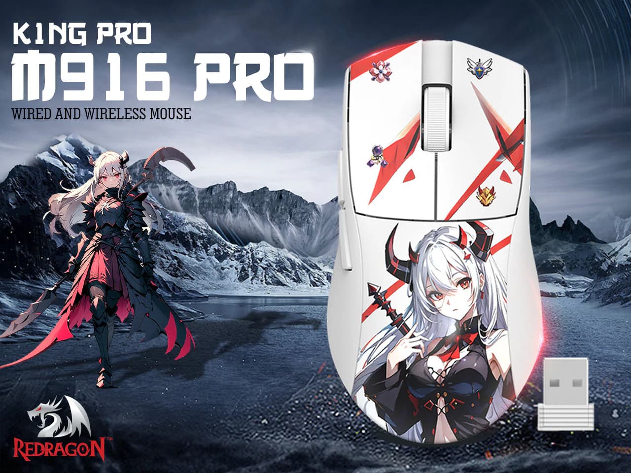 MOUSE REDRAGON M916 KING PRO ANIME WIRE + WIRELESS + BLUETOOTH 3