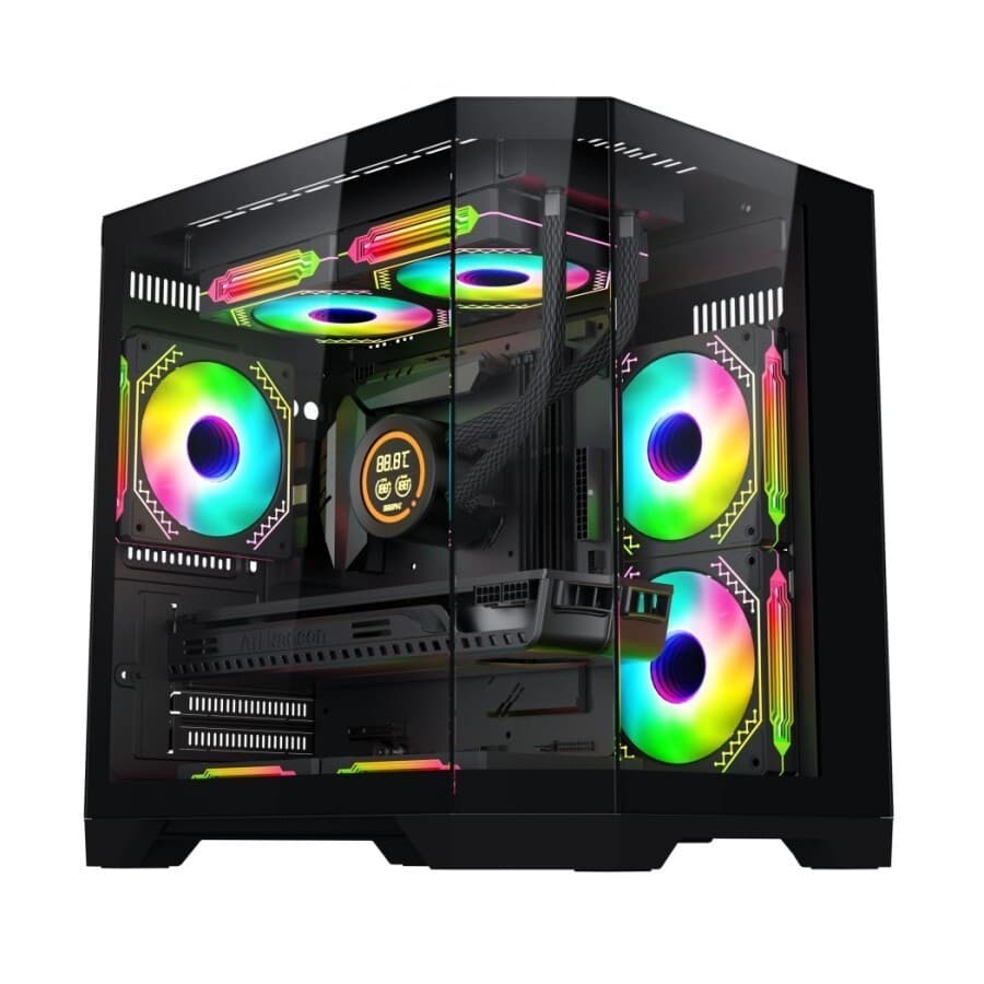 CASE AIGO DARKFLASH FT350 BLACK WITH 3 FANS