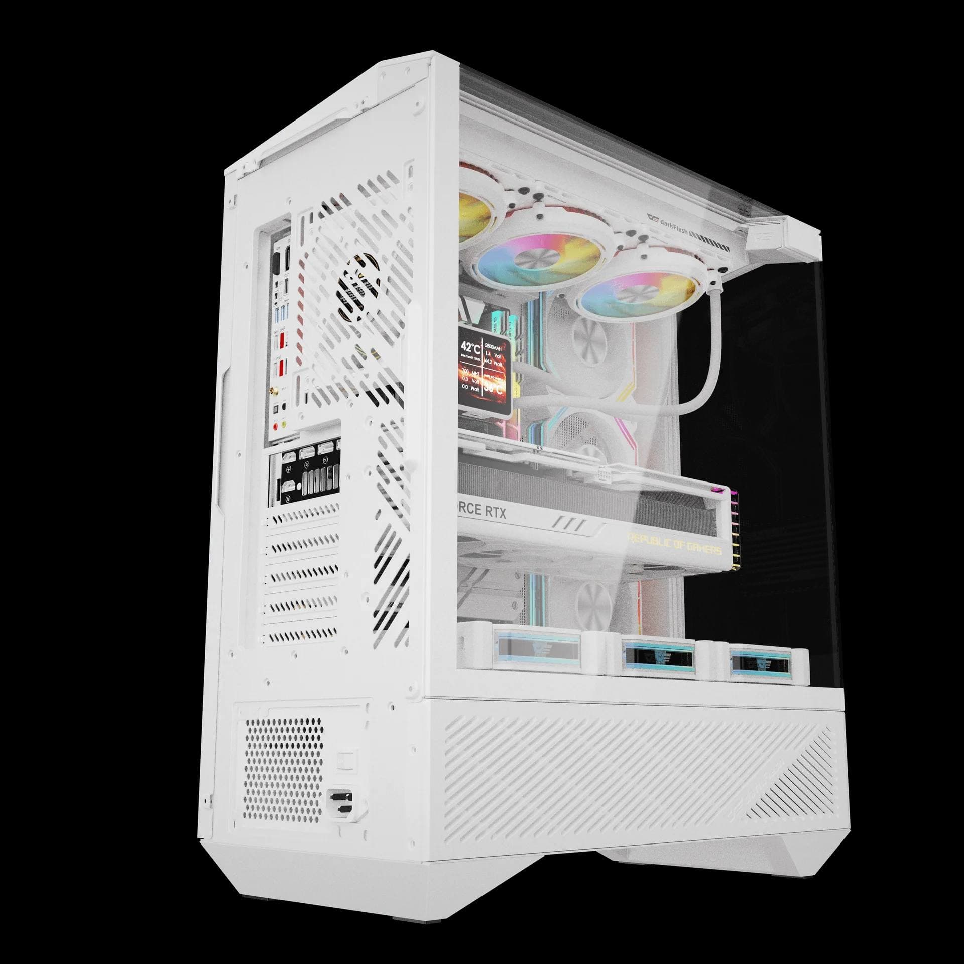 CASE AIGO DARK FLASH DY460 WHITE EDITION WITH 4 FANS ARGB 2