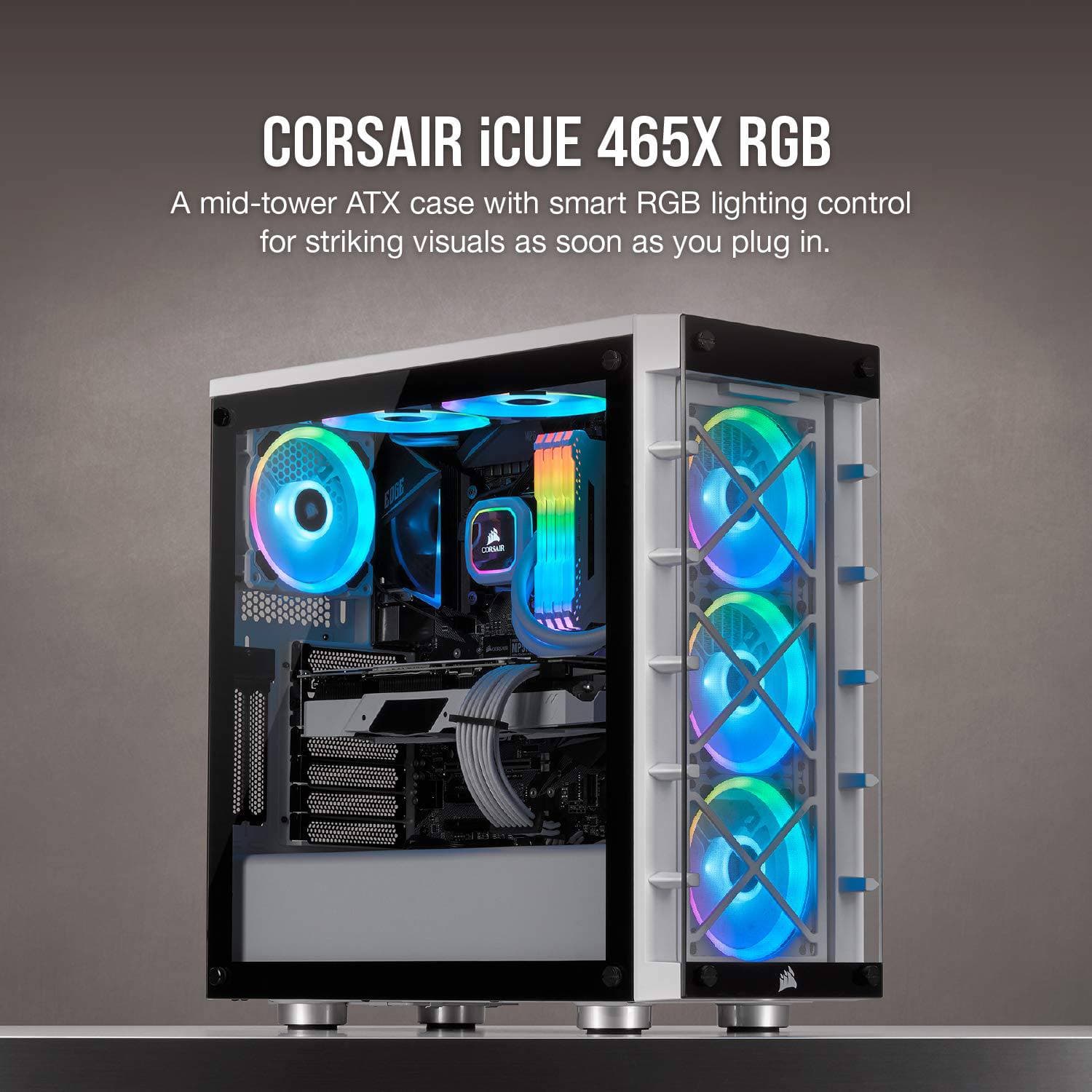 CASE CORSAIR ICUE 465X WHITE WITH 3 FANS