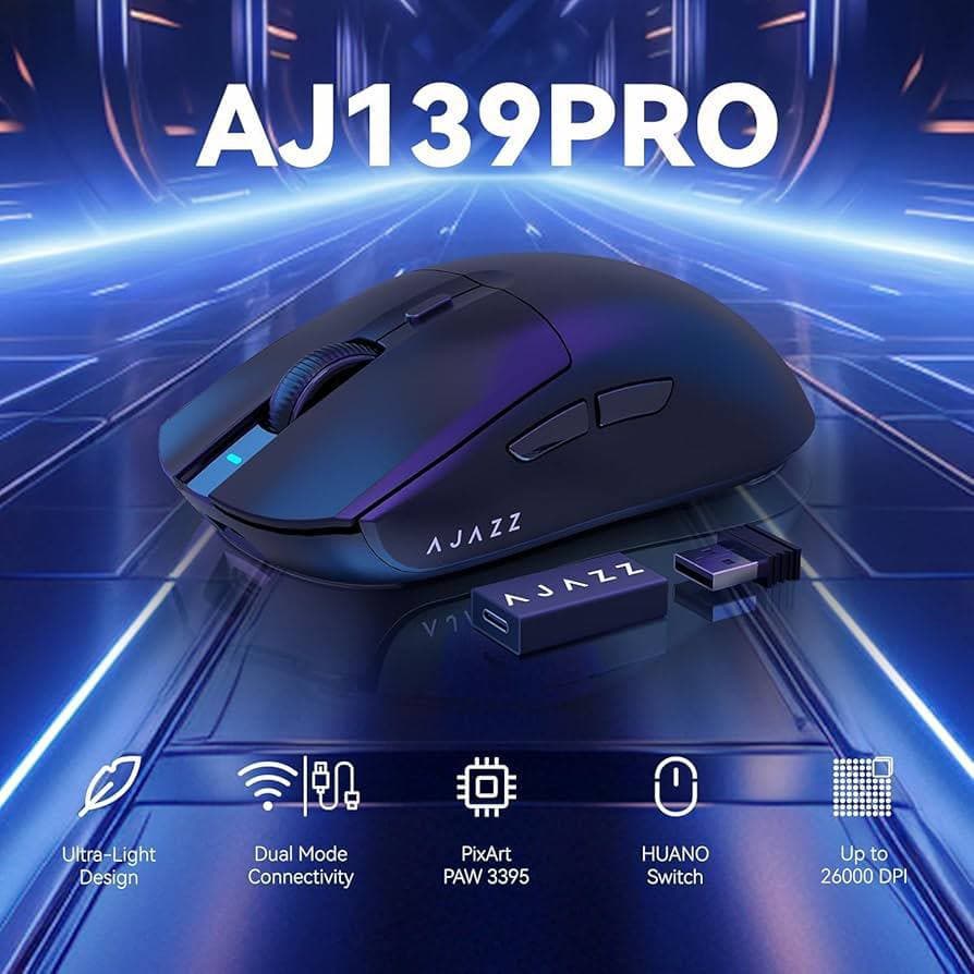 MOUSE AJAZZ AJ139 PRO 4K BLACK WIRE + WIRELESS 2