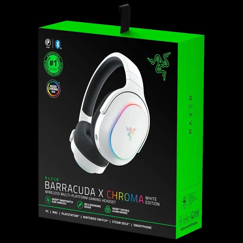 HEADSET RAZER BARRACUDA CHROMA WHITE EDITION WIRELESS + BLUETOOTH