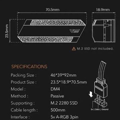 AIGO DM4 M.2 NVME HEAT SPREADER ARGB 5V 4