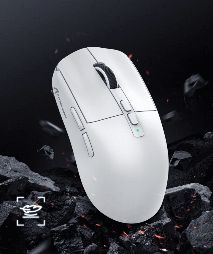 MOUSE ATTACK SHARK X6 WHITE WIRE + WIRELESS + BLUETOOTH 3