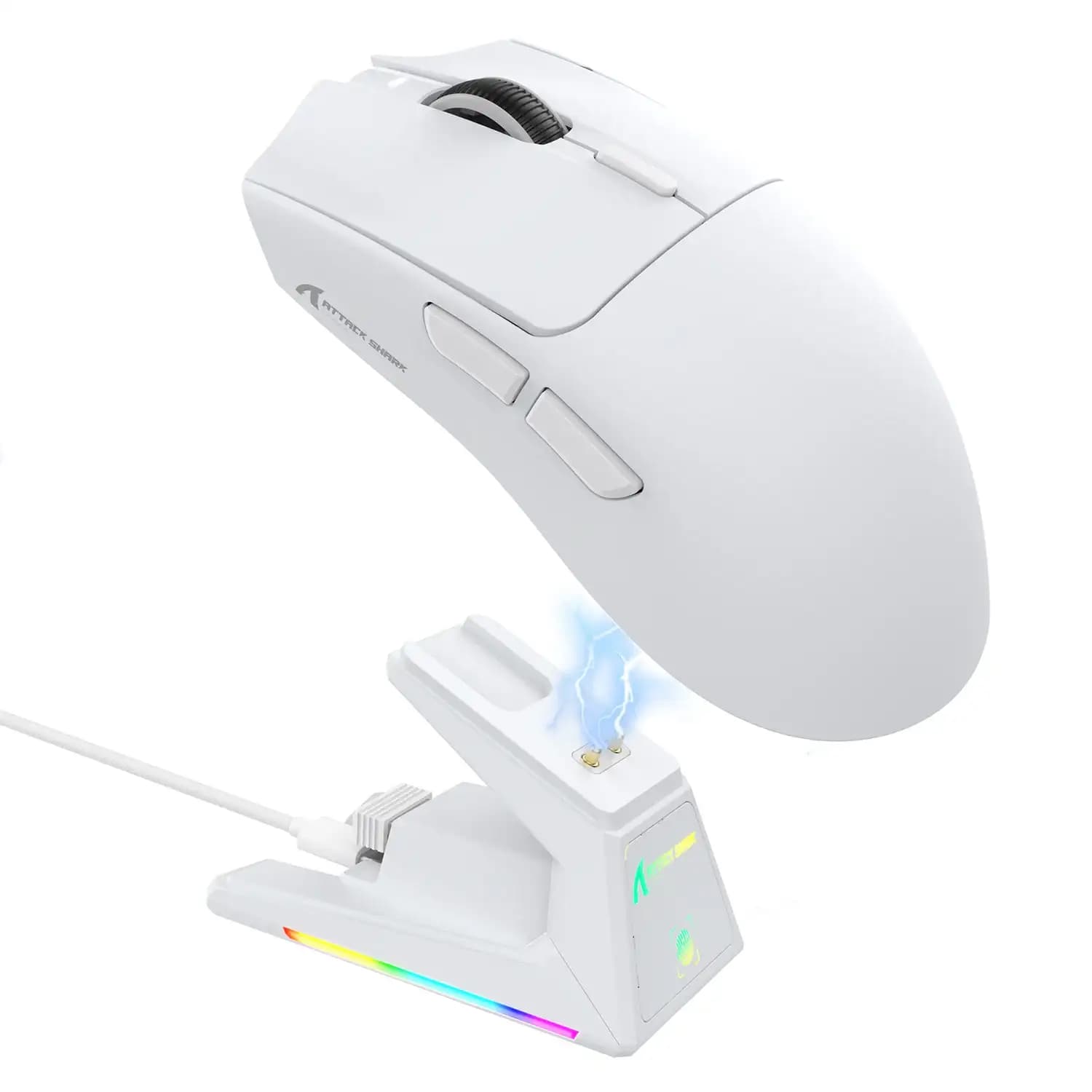 MOUSE ATTACK SHARK X1 WHITE EDITION TRI-MODE ( WIRE + WIRELESS + BLUETOOTH )