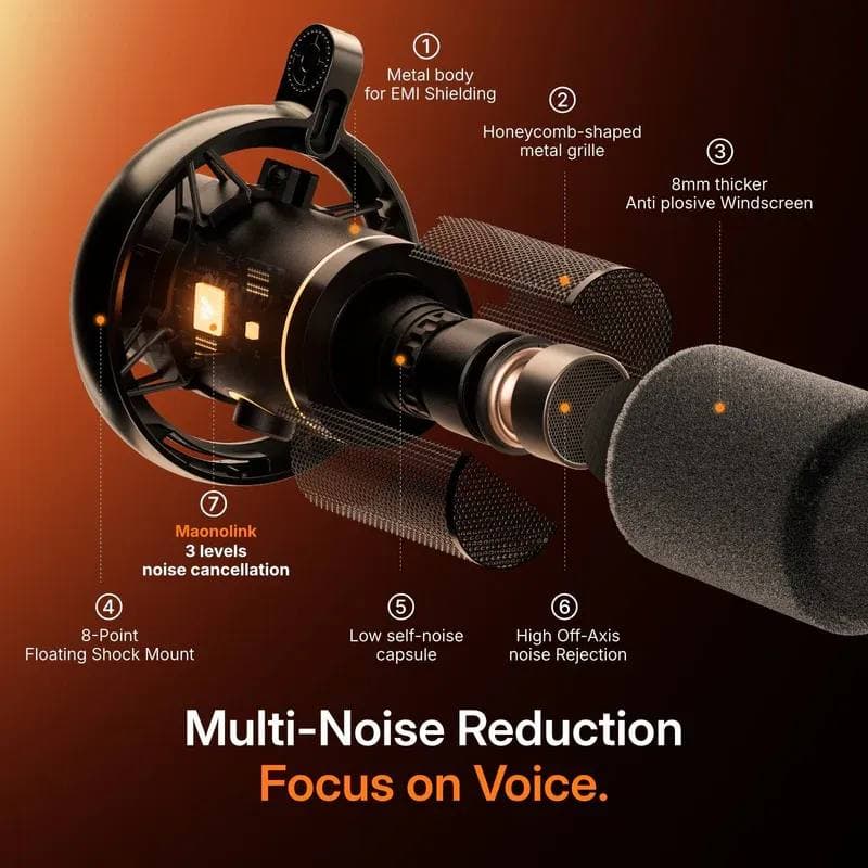 MIC MAONO PD200W WITH STAND USB + XLR + WIRELESS 5