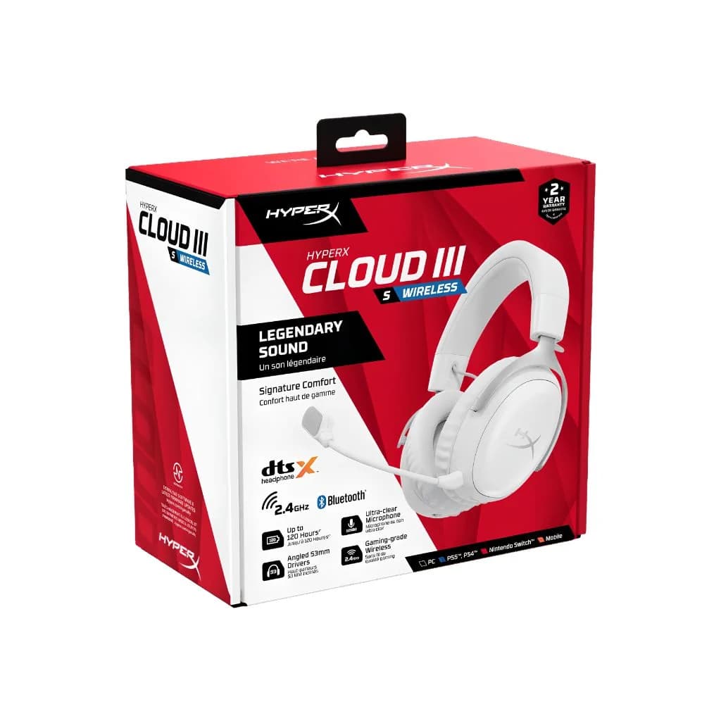 HEADSET HYPERX CLOUD 3 S WHITE EDITION WIRELESS + BLUETOOTH