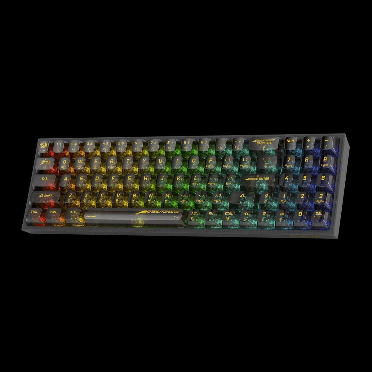 KEYBOARD REDRAGON POLLUX PRO RGB TRANSPARENT BLACK K628 75% WIRED + WIRELESS + BLUETOOTH