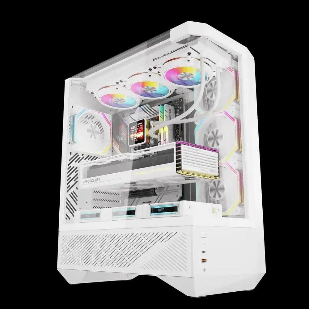 CASE AIGO DARK FLASH DY460 WHITE EDITION WITH 4 FANS ARGB