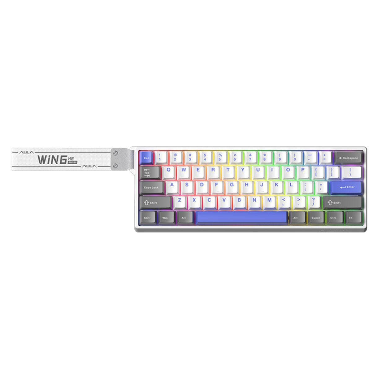 KEYBOARD AULA WIN60 HE MAX ( GREY + WHITE + BLUE ) WIRED MAGNETIC 60% 8K POLLING RATE RAPID TRIGGER HOT  SWAPPABLE HALL EFFECT SWITCHES 2