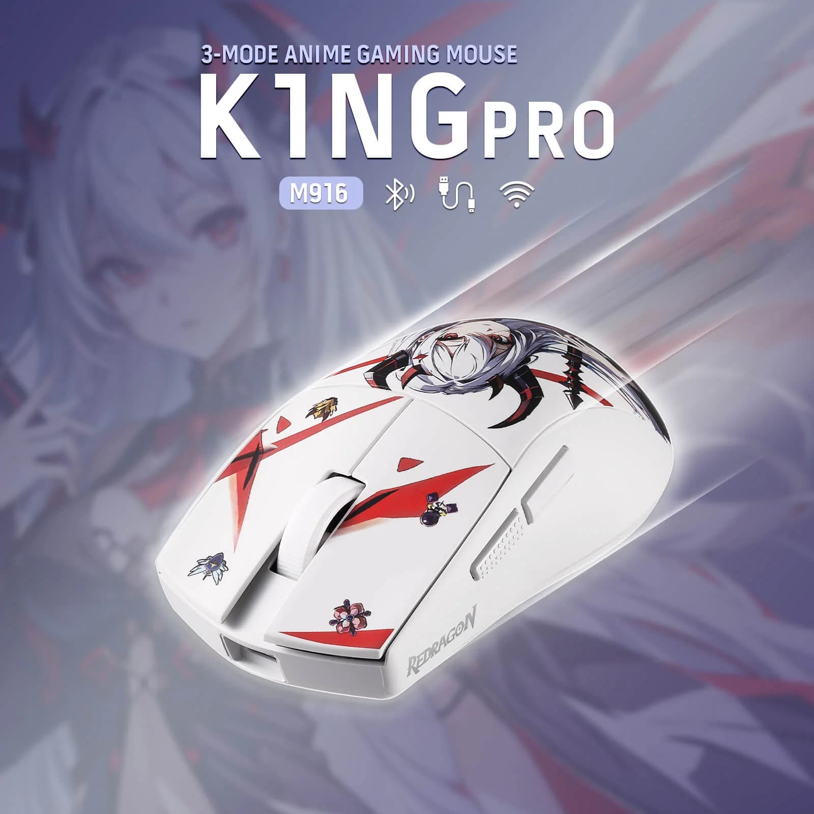 MOUSE REDRAGON M916 KING PRO ANIME WIRE + WIRELESS + BLUETOOTH 2