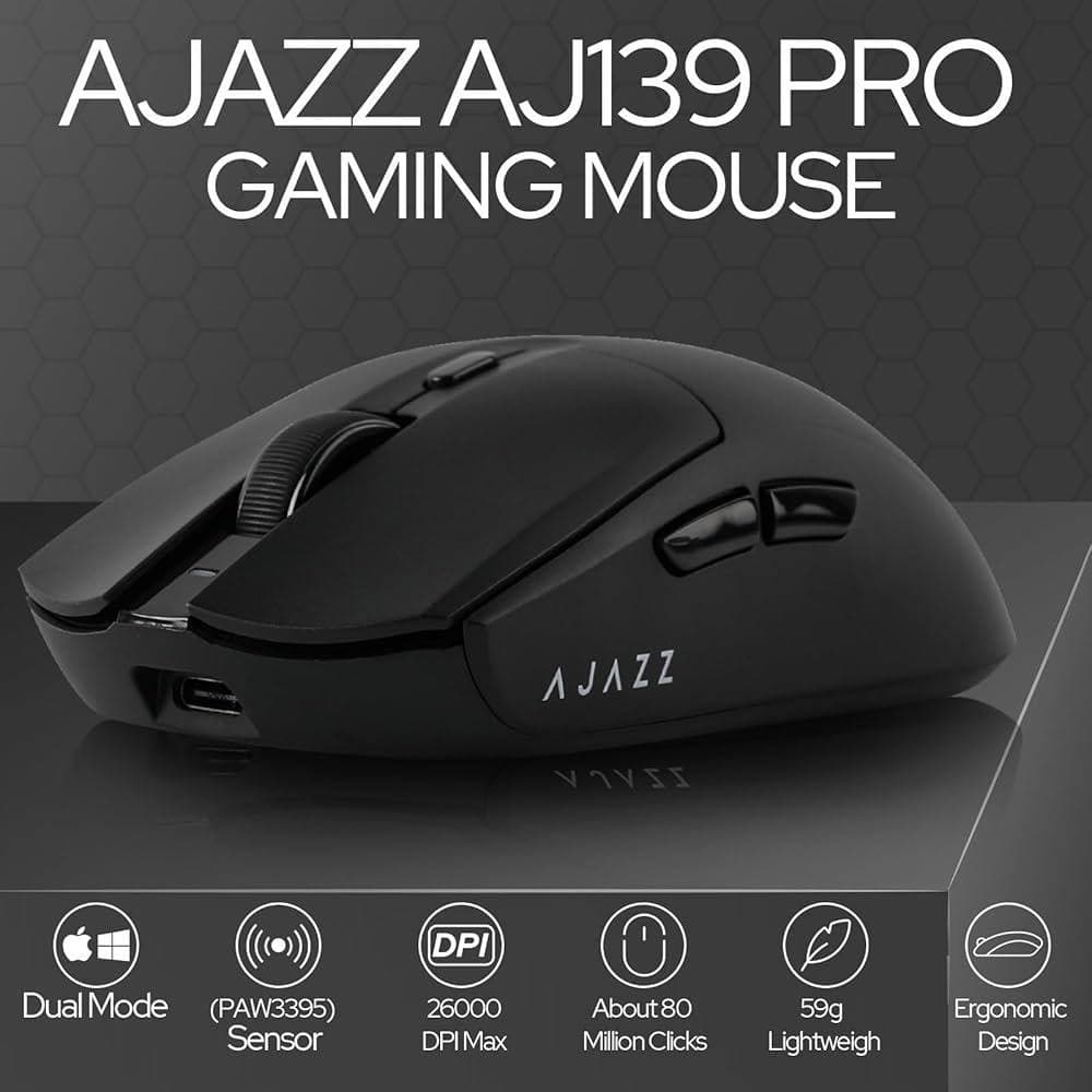 MOUSE AJAZZ AJ139 PRO 4K BLACK WIRE + WIRELESS