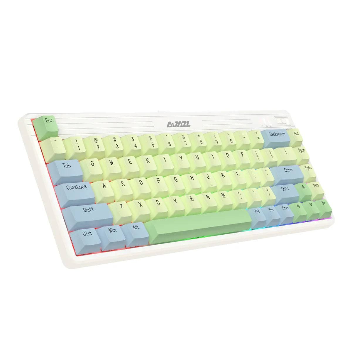 KEYBOARD AJAZZ K690T PRO MECHANICAL RGB 65% WIRED + WIRELESS + BLUETOOTH MISTS GREEN SWITCH DOUBLE SHOT PBT KEYS