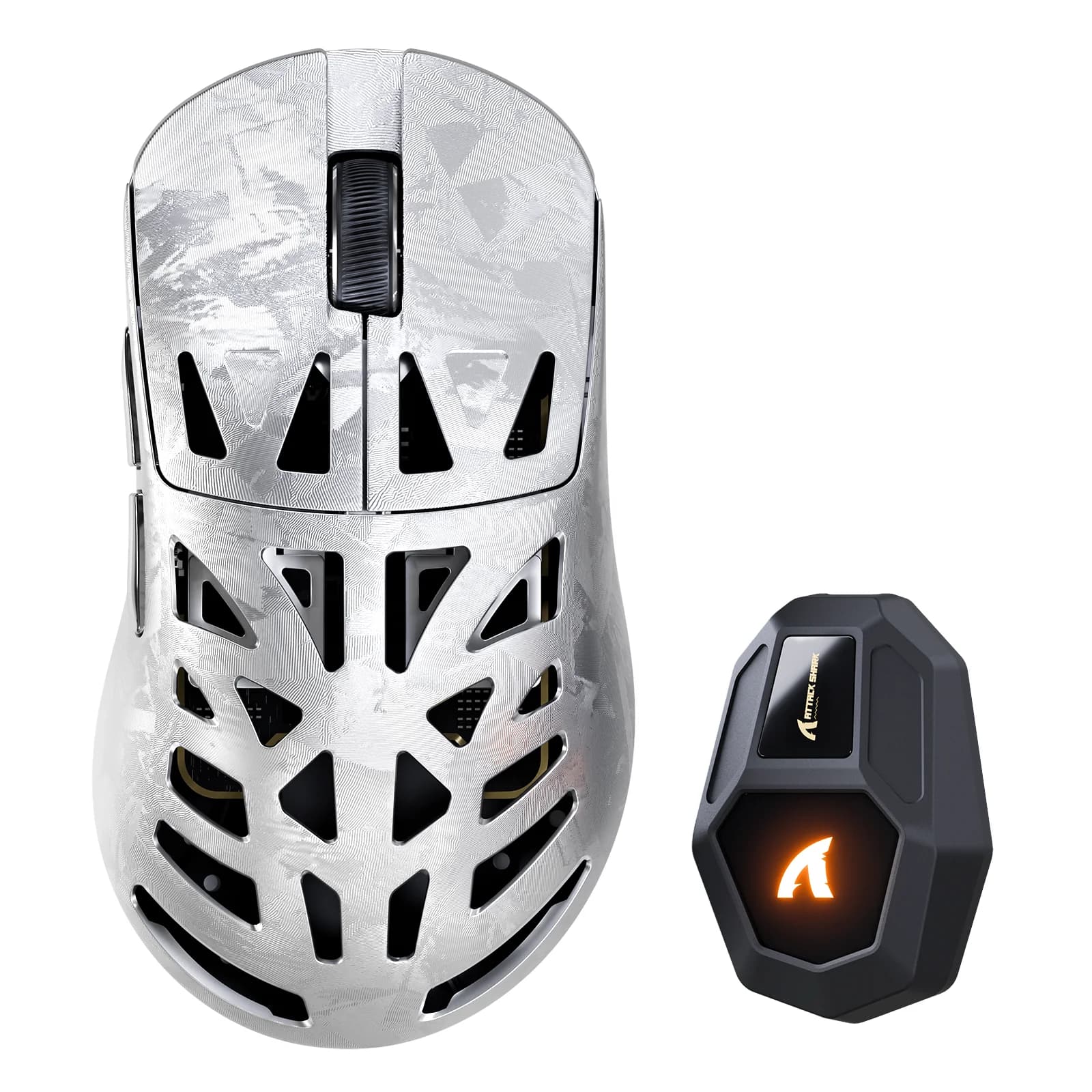MOUSE ATTACK SHARK RS6 ULTRA SILVER WIRE + WIRELESS + BLUETOOTH