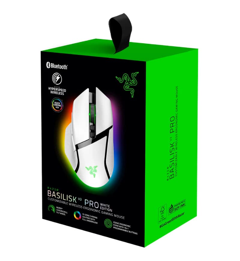 MOUSE RAZER BASILISK V3 PRO WHITE EDITION WIRELESS + BLUETOOTH