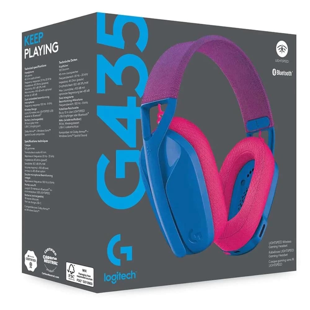 HEADSET LOGITECH G435 BLUE/PINK EDITION WIRELESS + BLUETOOTH