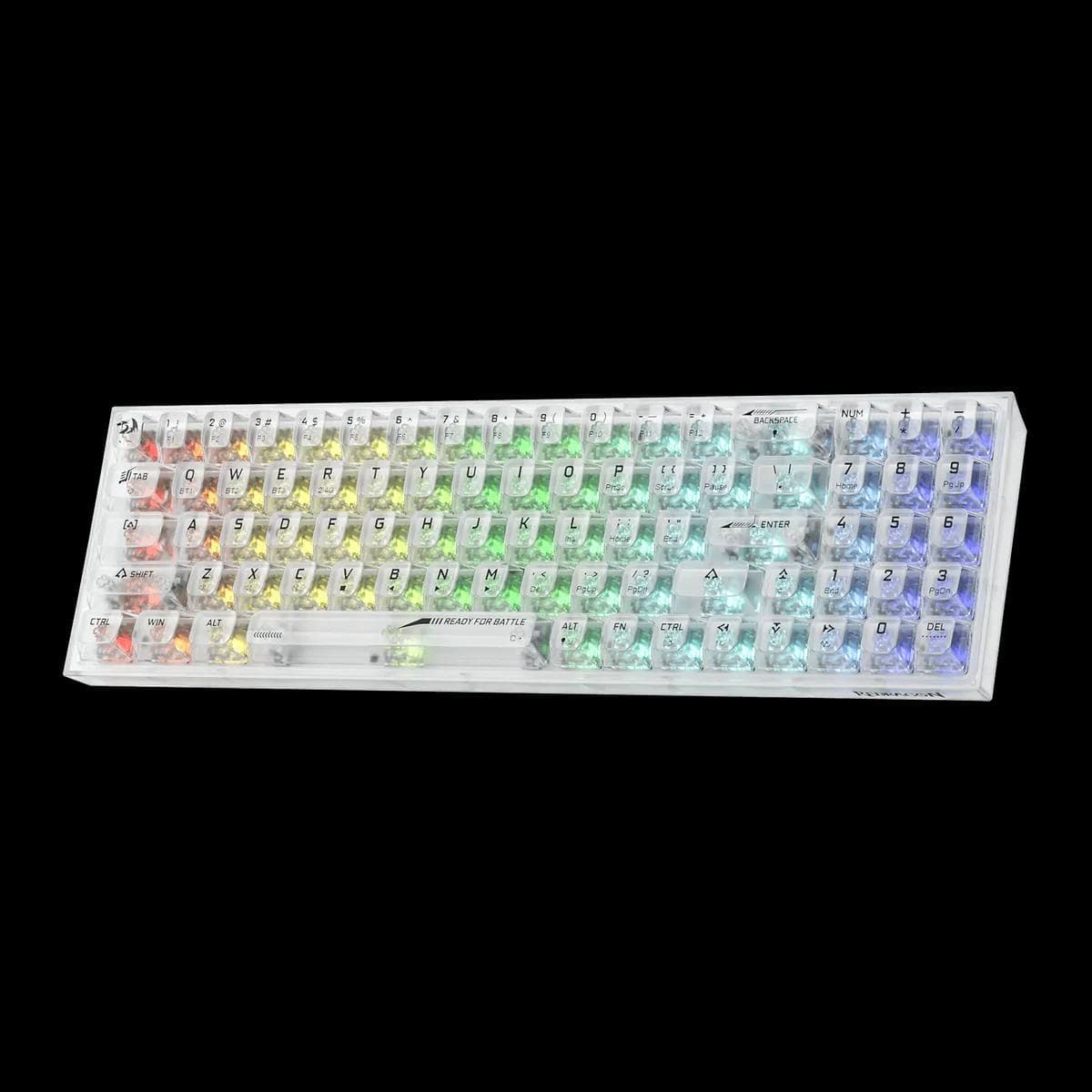 KEYBOARD REDRAGON POLLUX PRO RGB TRANSPARENT WHITE K628 75% WIRED + WIRELESS + BLUETOOTH