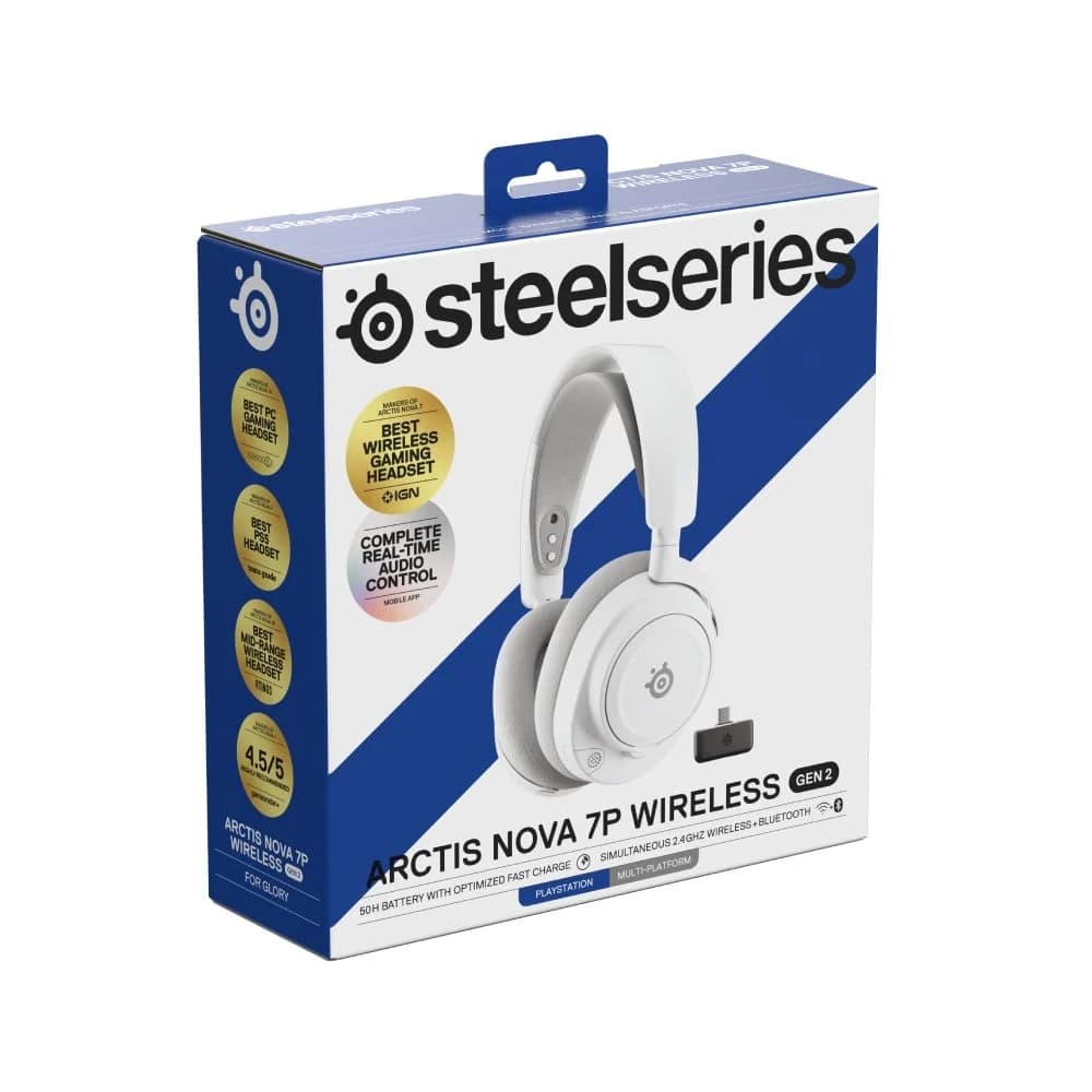 HEADSET STEELSERIES ARCTIS NOVA 7P WIRELESS GEN2 WHITE EDITION