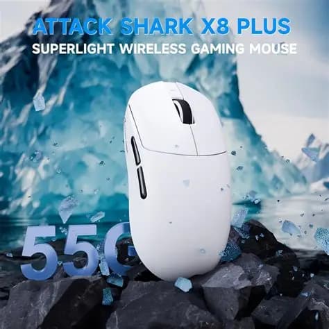 MOUSE ATTACK SHARK X8 PLUS WHITE WIRE + WIRELESS + BLUETOOTH