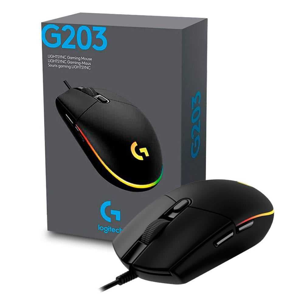 MOUSE LOGITECH G203 BLACK WIRED