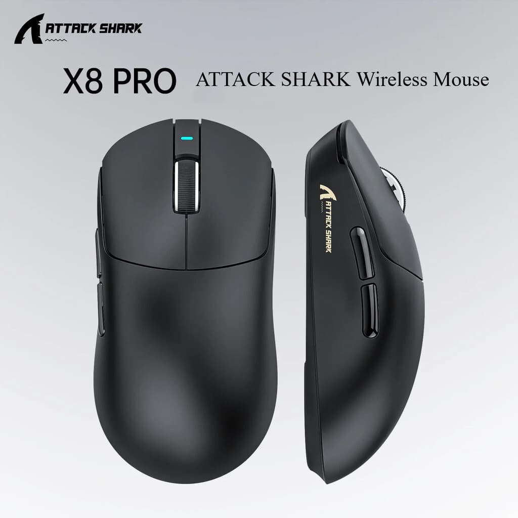MOUSE ATTACK SHARK X8 PRO 8K BLACK WIRE + WIRELESS + BLUETOOTH