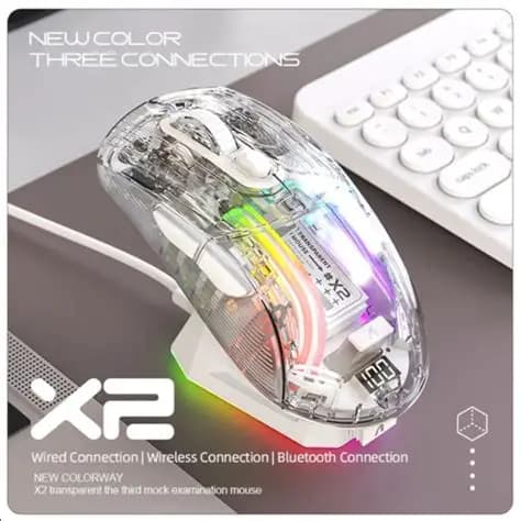 MOUSE ATTACK SHARK X2 PRO WHITE WIRE + WIRELESS + BLUETOOTH